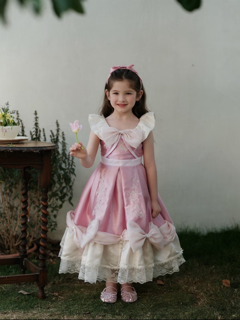 Pink Bow Princess Kids Costume Dress by